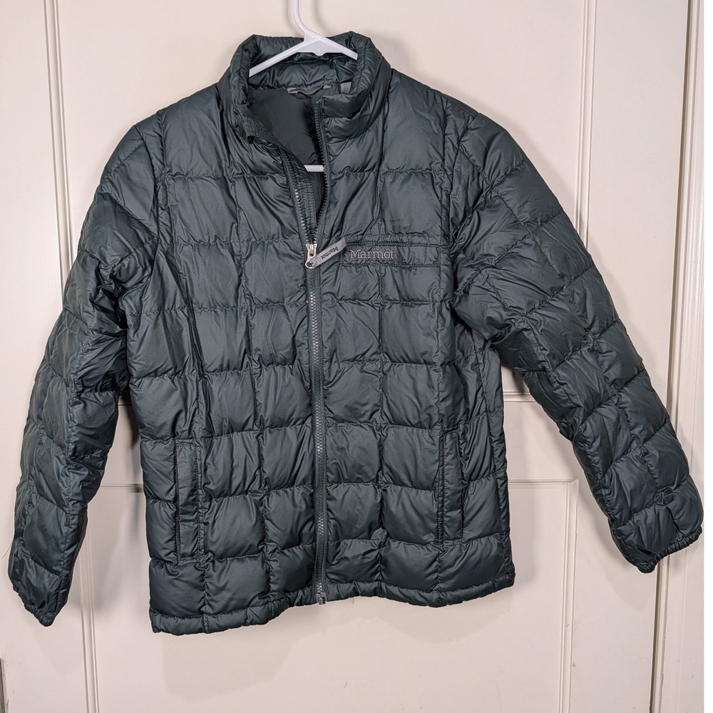 Marmot Kids Large Green Quilted Puffer Jacket Full Zip Insulated Winter Coat
